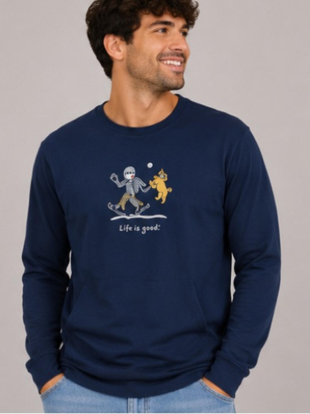 Life is good navy blue men’s long sleeve medium